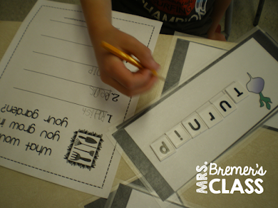 Fun & Free Literacy Centers for Kindergarten {love the spaghetti spelling!}