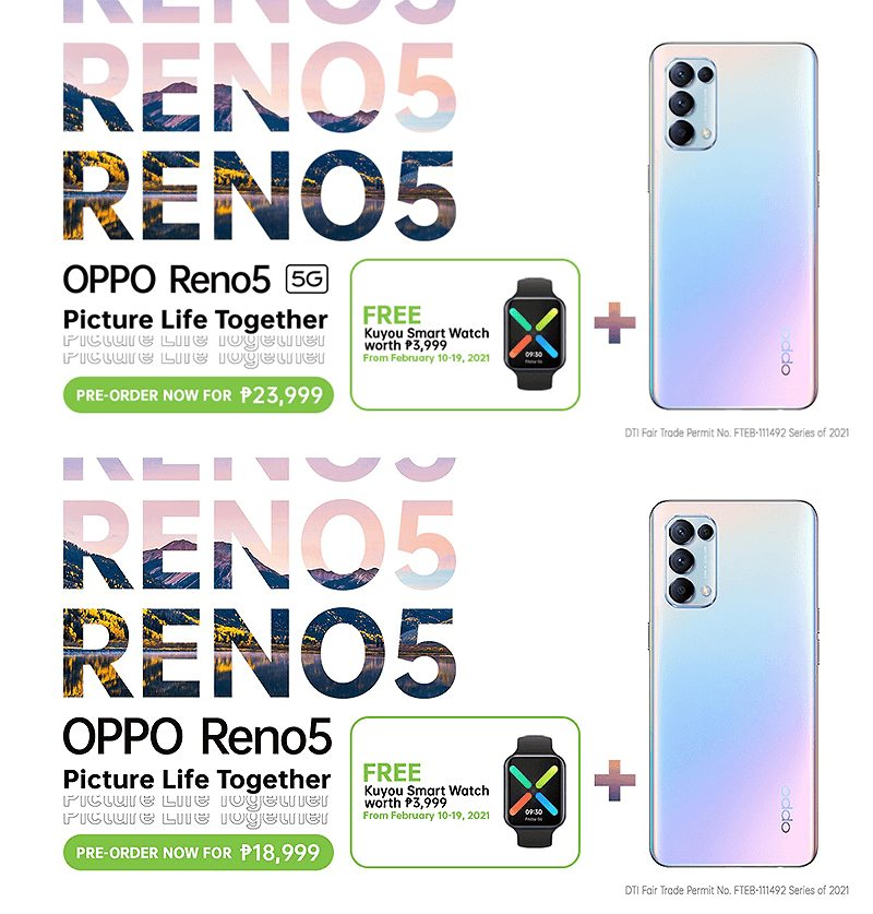 OPPO Reno5 pre-order packages