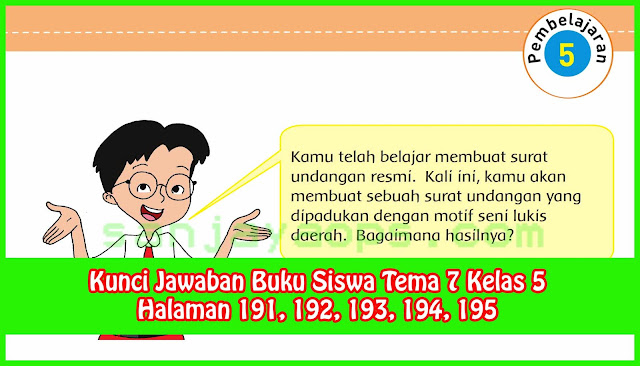 Kunci Tanggapan Buku Siswa Tema 7 Kelas 5 Halaman 191 192 193 194 195
