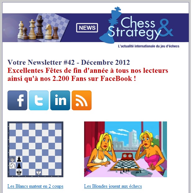 La Newsletter mensuelle de Chess & Strategy