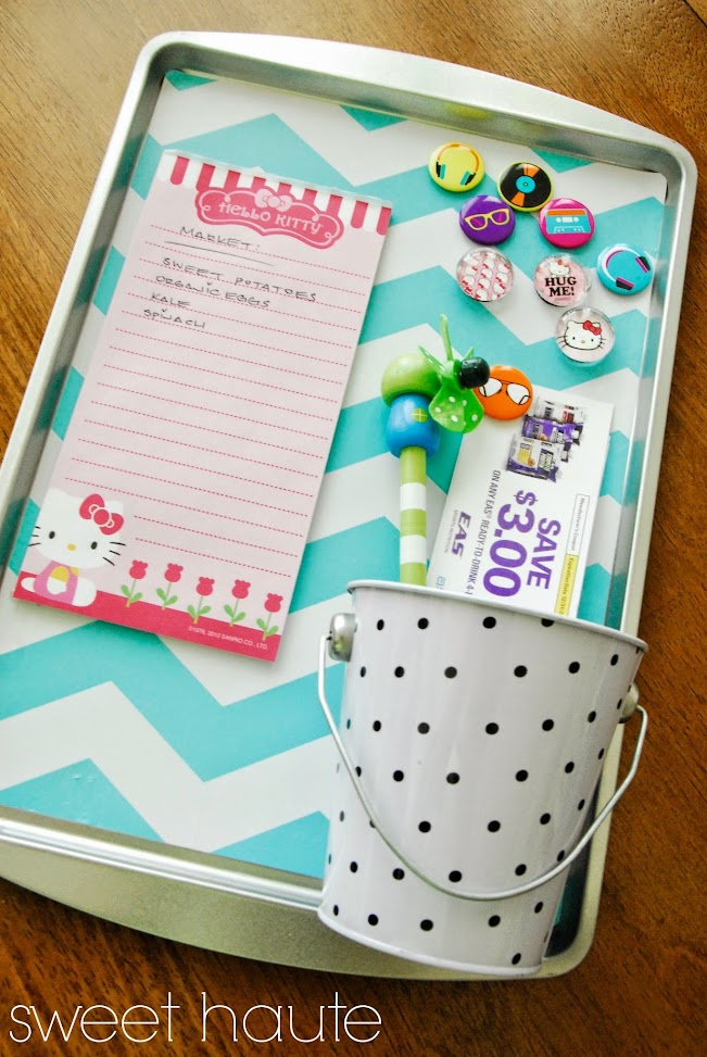 organizing, magnetic board, chevron, homemade gift, cheap inexpensive