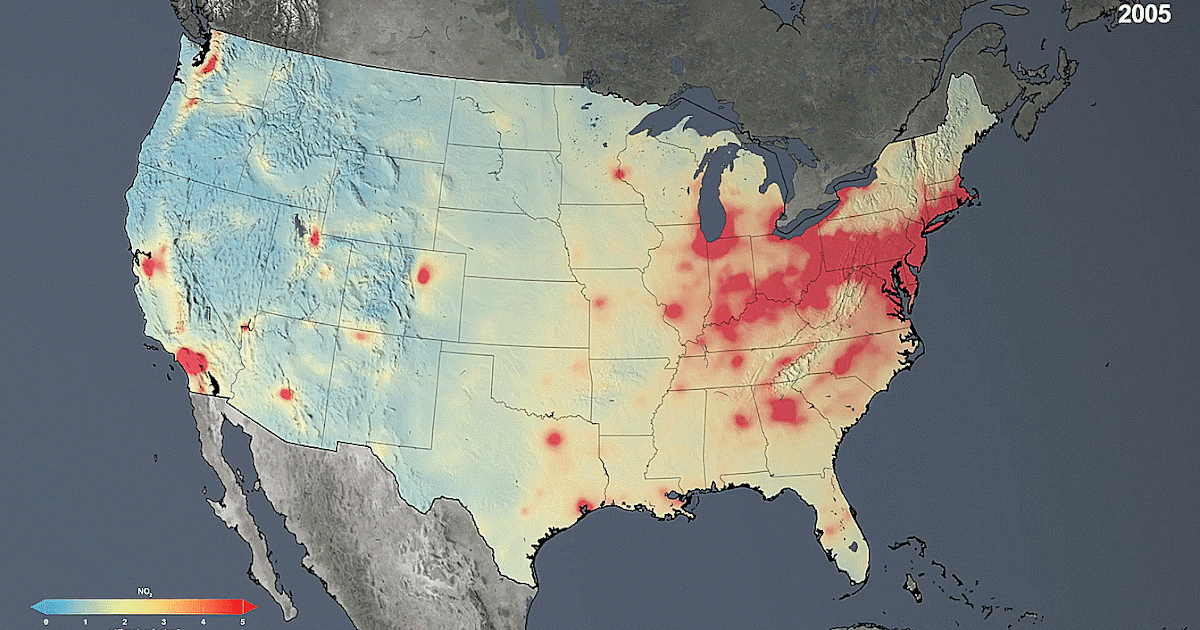 Changes in the Concentration of Nitrogen Dioxide in the U.S. (2005 - 2014)