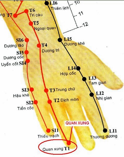 Vị trí huyệt quan xung