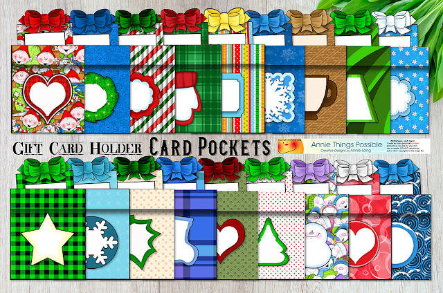 Samples of Annie Lang's Gift Card Holder Card Pockets activity book downloadable projects to DIY in just minutes
