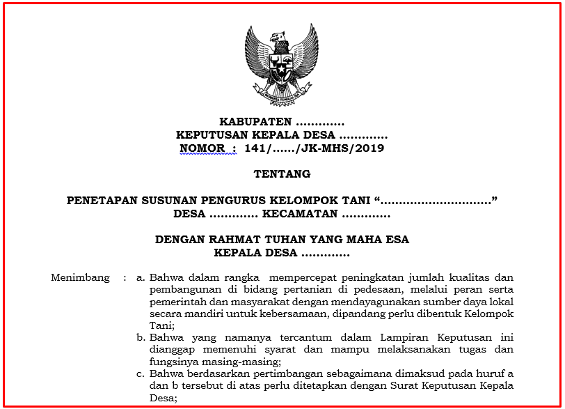 TERBARU, Contoh SK Kades Pengurus Poktan di Desa TERBARU, Contoh SK Kades Pengurus Poktan di Desa