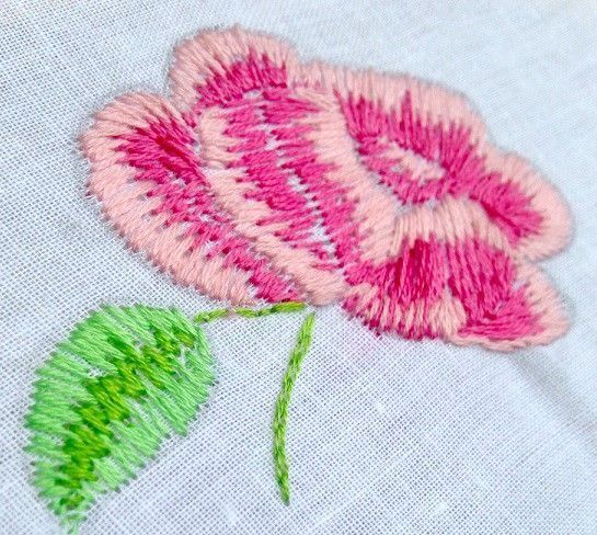 Mẫu thêu hoa hồng mũi đâm xô - Hình 1