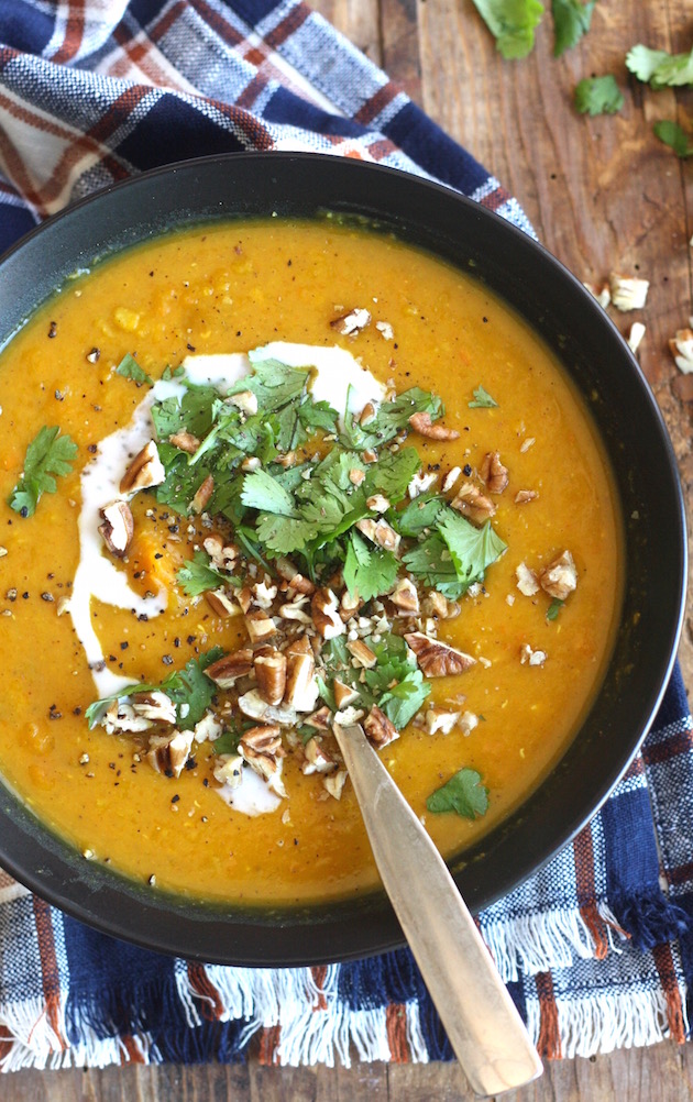 Butternut Squash & Red Lentil Curry Soup recipe by SeasonWithSpice.com