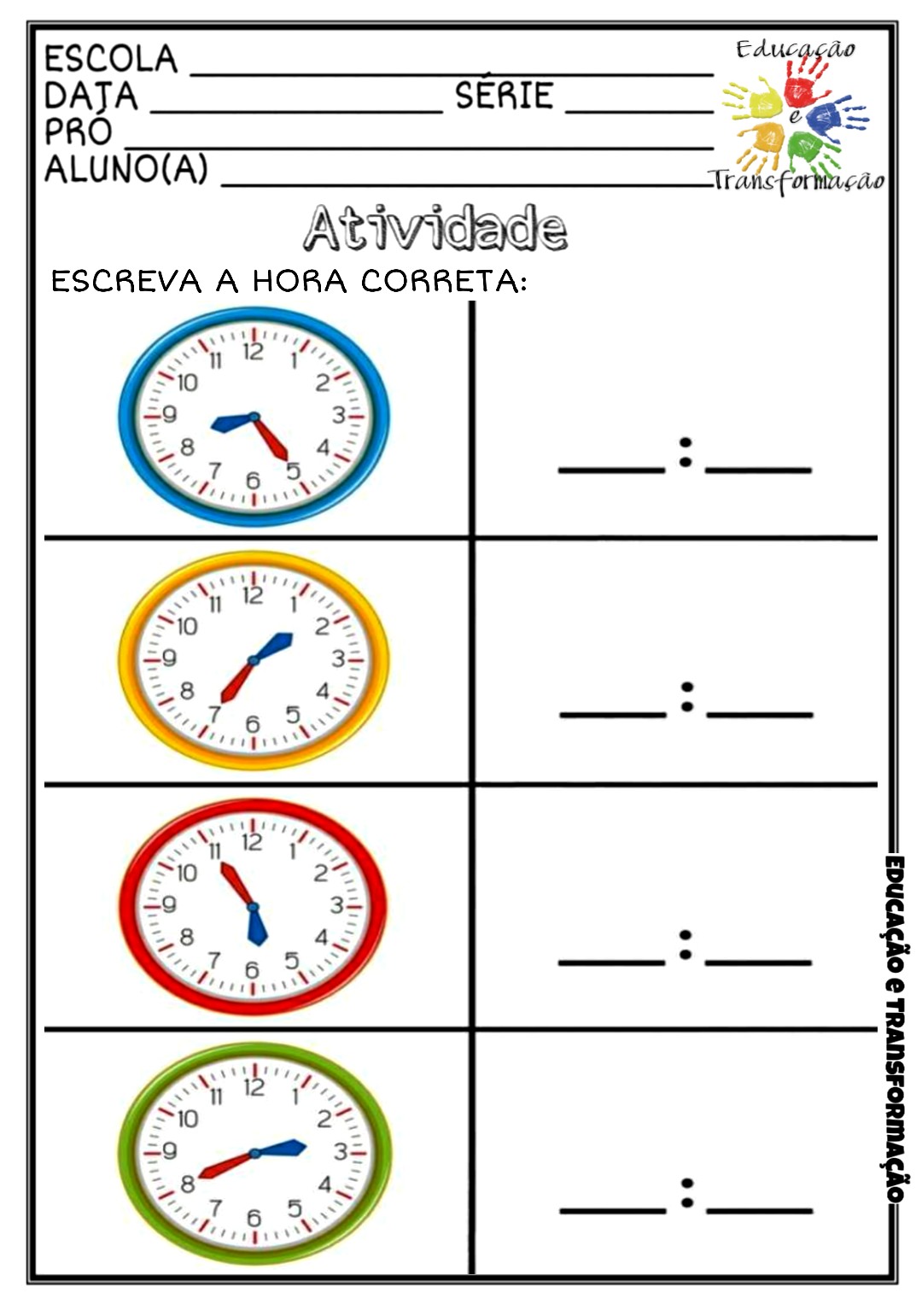 Y) Atividade: horas, - Educação e Transformação