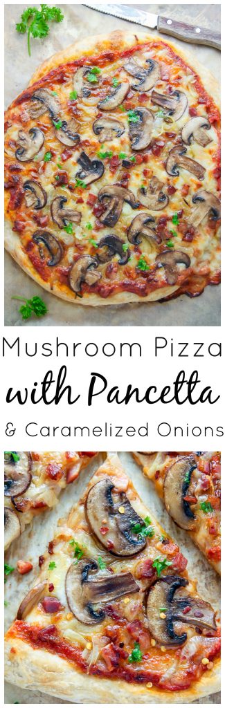 Mushroom Pizza with Pancetta and Caramelized Onions | Foodandcake789