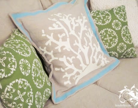 painting coral on pillow