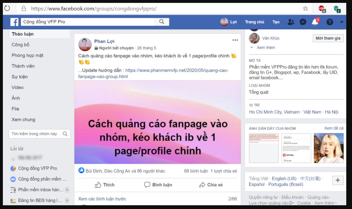 chia sẻ video vào các group