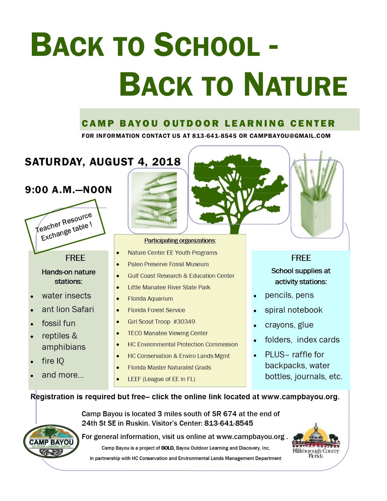 Camp Bayou Nature Notes 11the Annual Back to School Back to Nature event