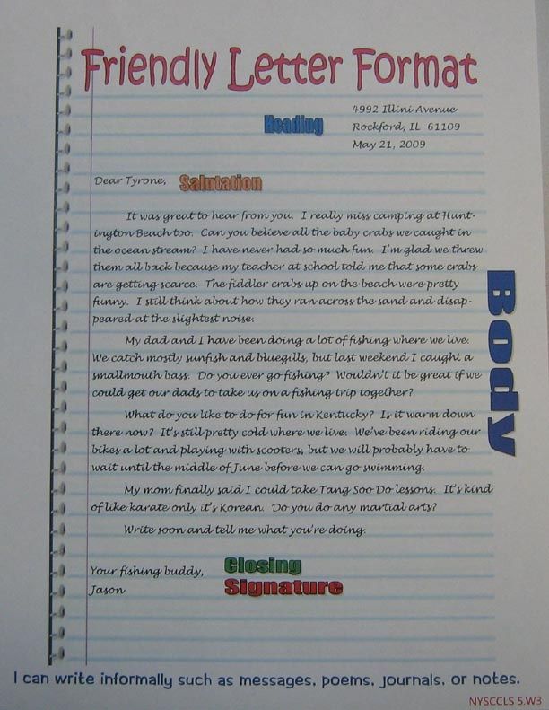 Letter Format For 6Th Graders - Formal Letter