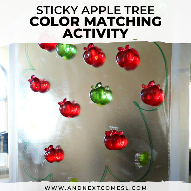 Apple themed color matching preschool activity