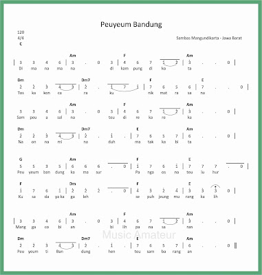 Not Angka Lagu Daerah Peuyeum Bandung