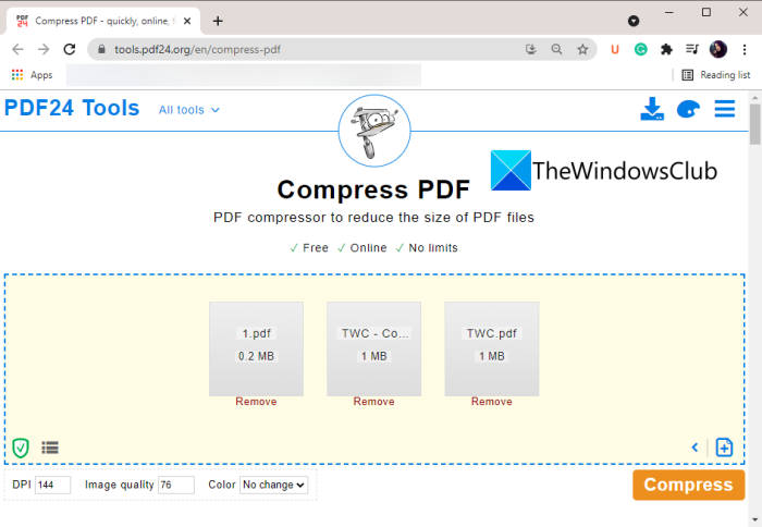 Compresión por lotes de archivos PDF en Windows 11/10 utilizando software gratuito y herramientas en línea