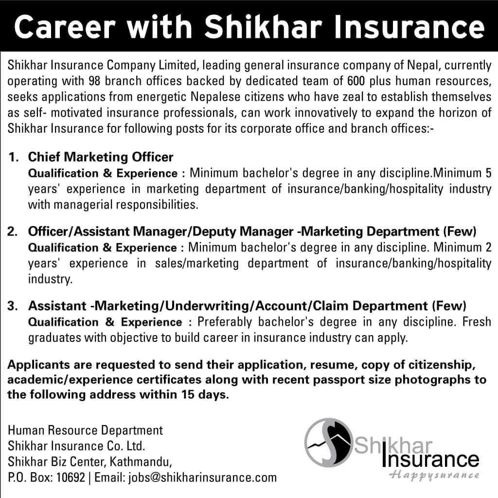 Career with Shikhar Insurance Company Limited Career with Shikhar Insurance Company Limited