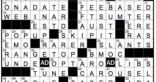 rex parker does the nyt crossword puzzle philosophy of simplicity thu 8 30 18 home of the oldest university in the western hemisphere founded in 1551 ancient mother goddess