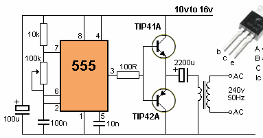 Skema Rangkaian Inverter 12 VDC Ke 240 VAC | Gambar Rangkaian Elektronika