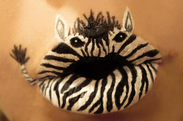Zebra Black and White Lip Makeup
