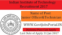 IIT Recruitment 2017 – 61 Junior Executive, Junior Technician