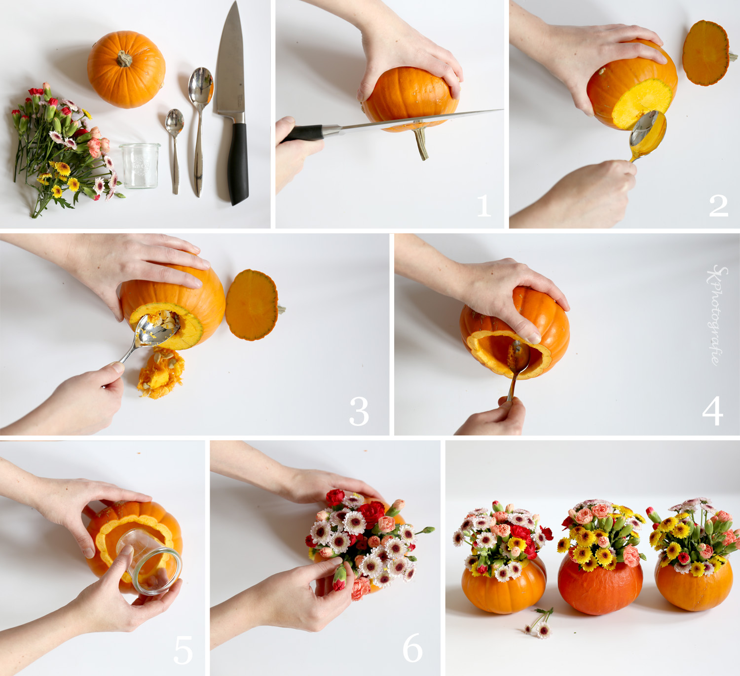 DIY Herbstliche Tischdekoration mit KürbisBlumenvasen Alles und Anderes