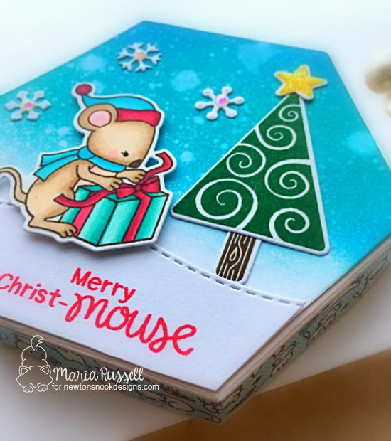 Holiday Gift Box by Maria Russell | Naughty or Mice Stamp Set, Festive Forest Stamp Set, and Land Borders Die Set by Newton's Nook Designs #newtonsnook #handmade