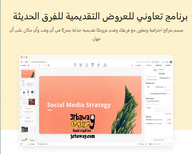 موقع خرافي يعطيك تحكم كامل بشرائح العرض اللي تصممها أفضل البدائل للبوربوينت موقع خرافي يعطيك تحكم كامل بشرائح العرض اللي تصممها أفضل البدائل للبوربوينت