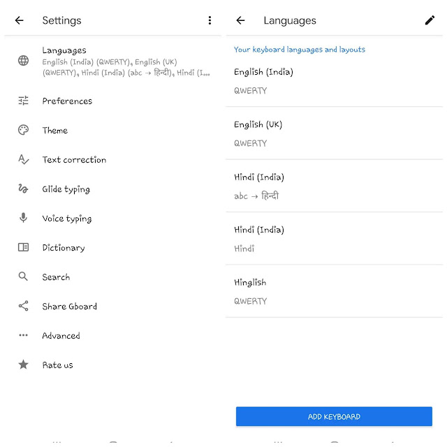 Add Hindi language in Gboard keyboard