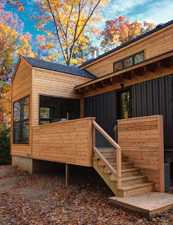Modern Home In The Woods Built Using Shipping Containers