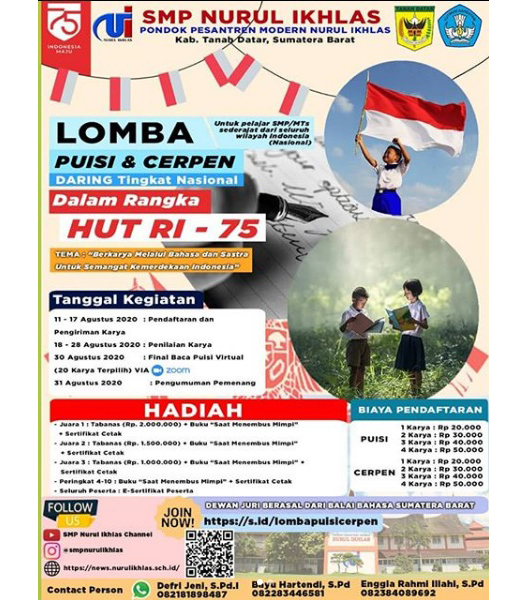 Lomba Puisi Tingkat Nasional Peringatan Hut Ri Ke 75 Pondok Pesantren Modern Nurul Ikhlas Info Lomba Menulis