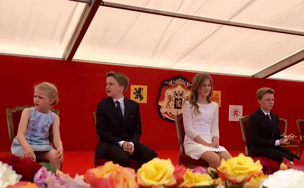 King Philippe, Queen Mathilde, Crown Princess Elisabeth, Princess Eleonore, Prince Gabriel, Prince Emmanuel of Belgium