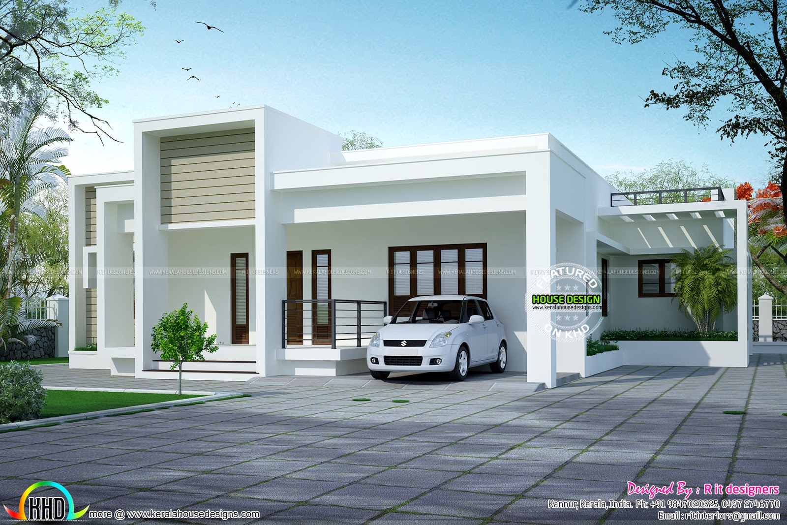 Simple but beautiful one floor home - Kerala home design and floor plans