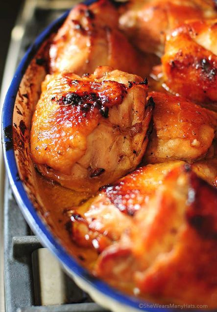 Delicious HONEY SOY BAKED CHICKEN RECIPE from Amy Johnson of She Wears Many Hats is a super easy recipe that will become a family favorite.