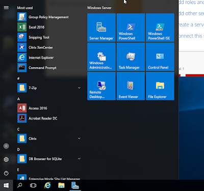 Windows Start Menu not opening anymore with Server 2016