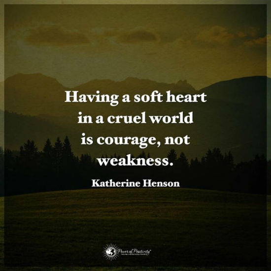 Having a soft heart in a cruel world is courage, not weakness ...
