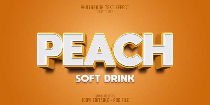 Peach Soft Drink 3D Text Style Effect PSD Template Peach Soft Drink PSD Template