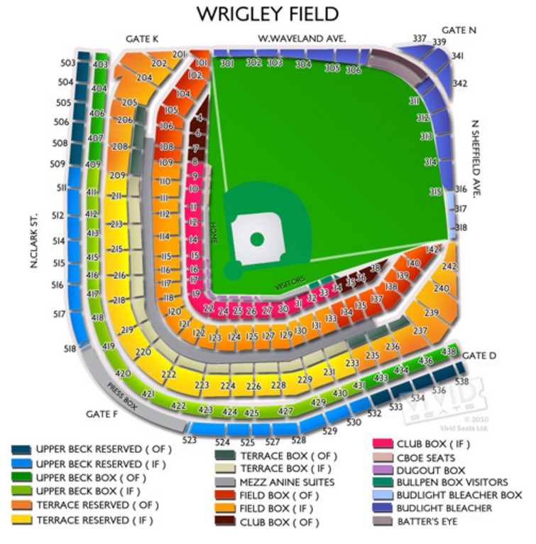 Wrigley Field Seating Chart With Row Numbers