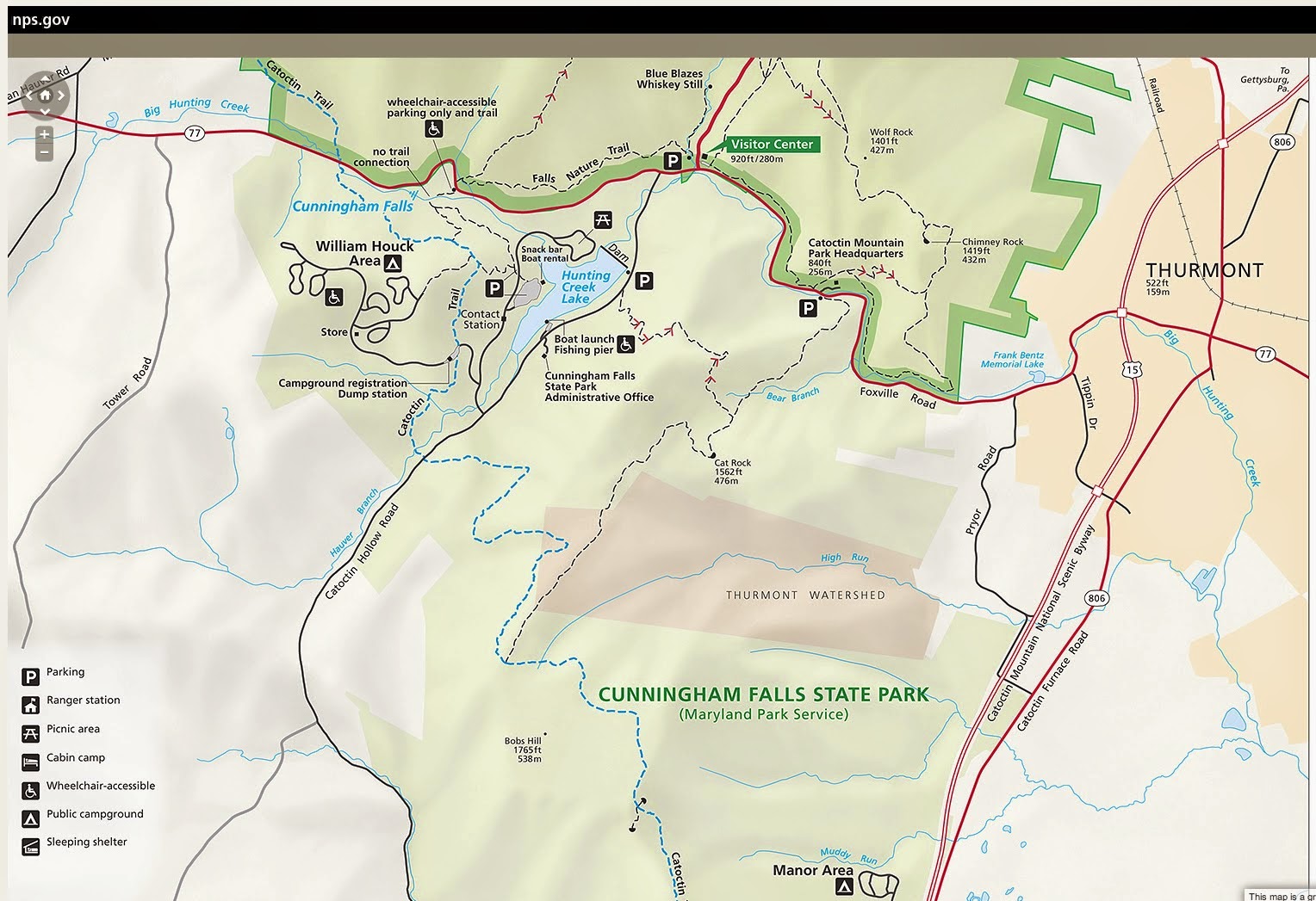 Cunningham Falls State Park Map