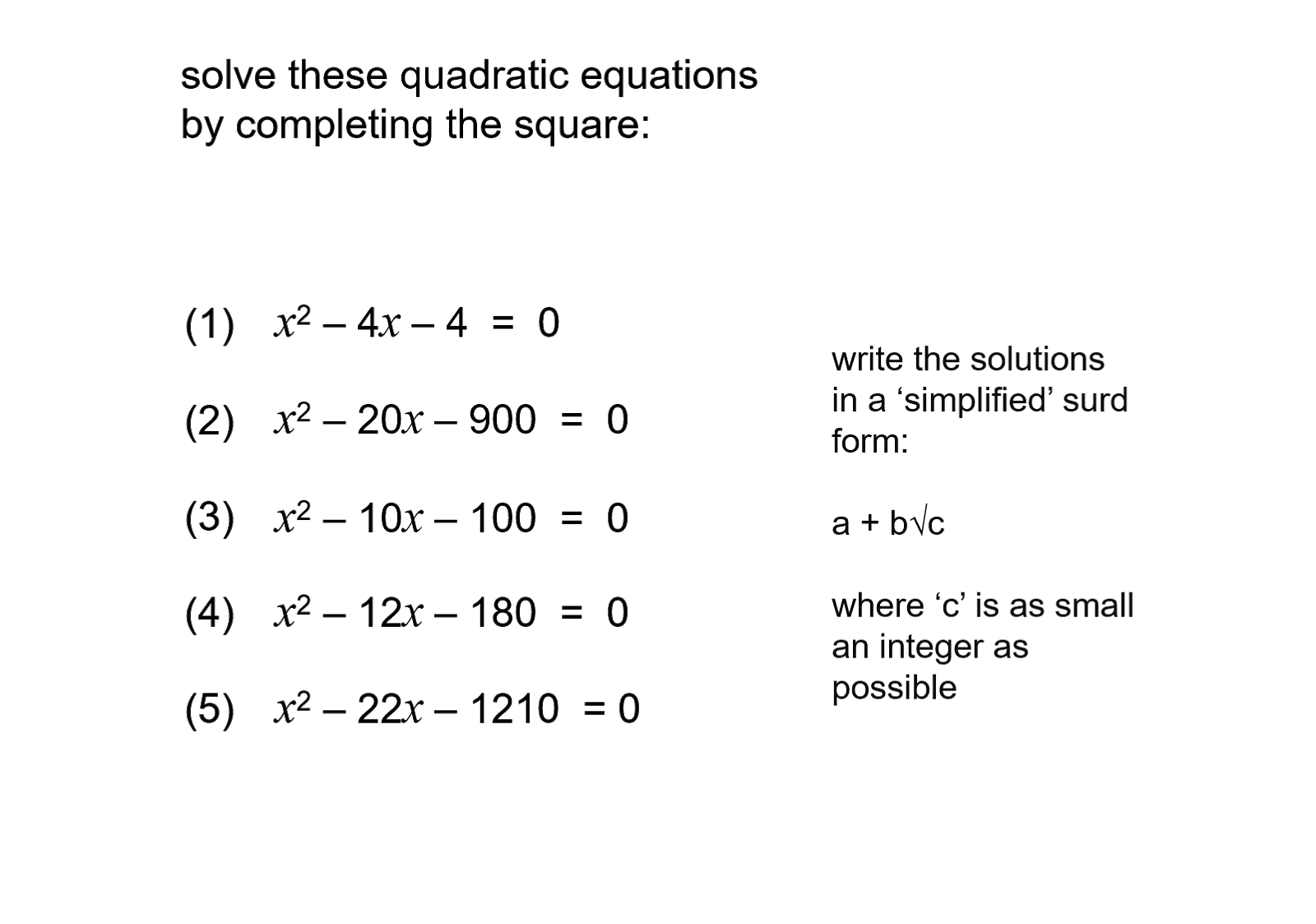 Median Don Steward Mathematics Teaching Quadratic Solutions With A General Form