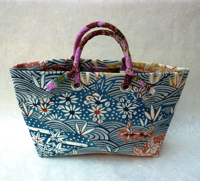 Mango Frooty: Japanese vintage kimono fabric tote bags