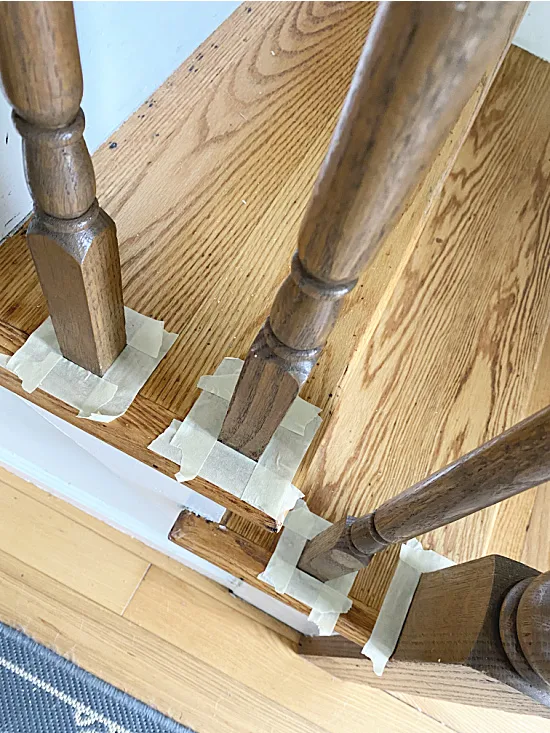 taping spindles with masking tape