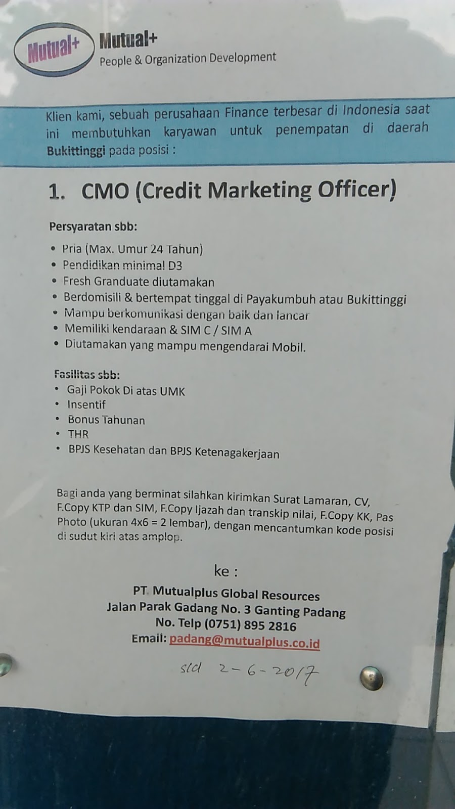 Lowongan Kerja Padang PT. Mutualplus Global Resources Lowongan Kerja Padang PT. Mutualplus Global Resources