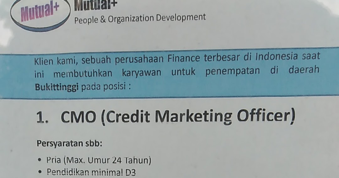 Lowongan Kerja Padang PT. Mutualplus Global Resources