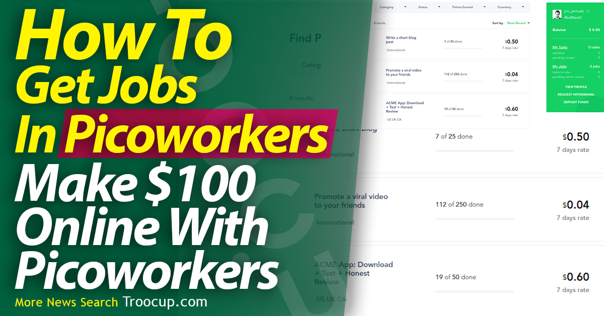 How To Get Jobs In Picoworkers, Make $100 Online With Picoworkers