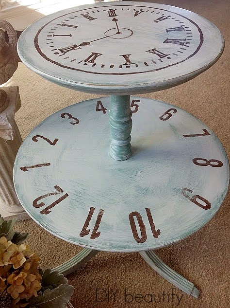 Transform a round table with a painted clock face! See more at DIY beautify