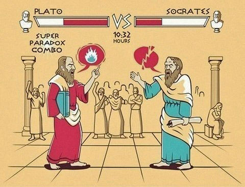 Philosophen streiten Platon und Socrates Cartoon lustig
