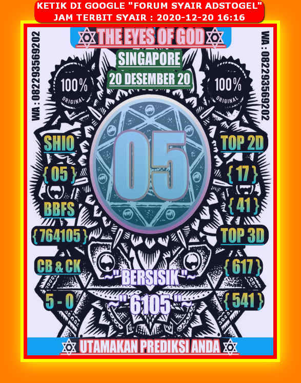 Kode Syair Singapore 20 Desember 2020 Forum Syair Togel Hongkong Singapura Sydney