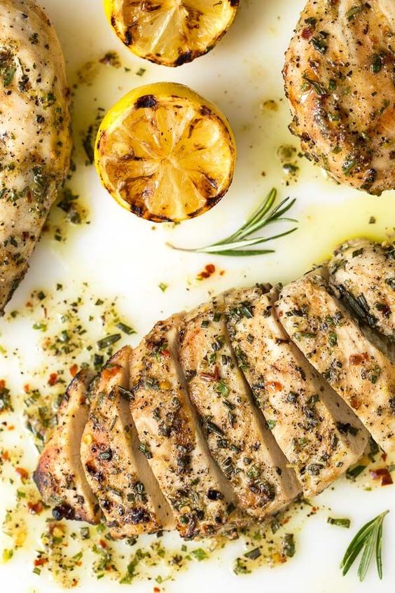 Lemon rosemary grilled chicken breasts - the chunky chef