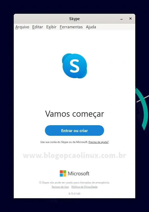 Skype executando no Debian 11 Bullseye